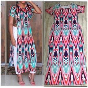 NWT Multicolored Print Maxi Duster Coverup - M